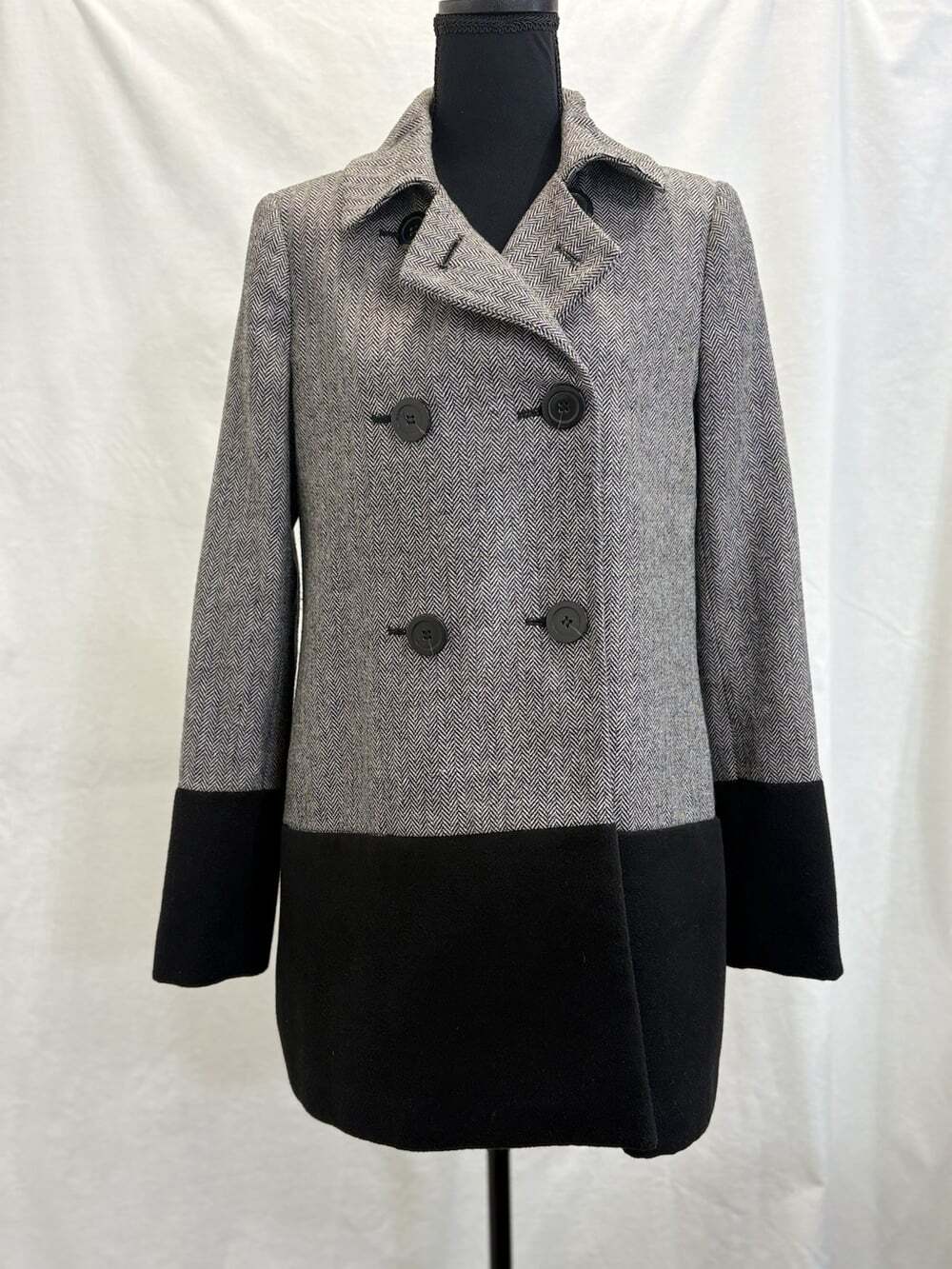 BCBG Paris Womens Double Breasted Herringbone Jacket Size 4
